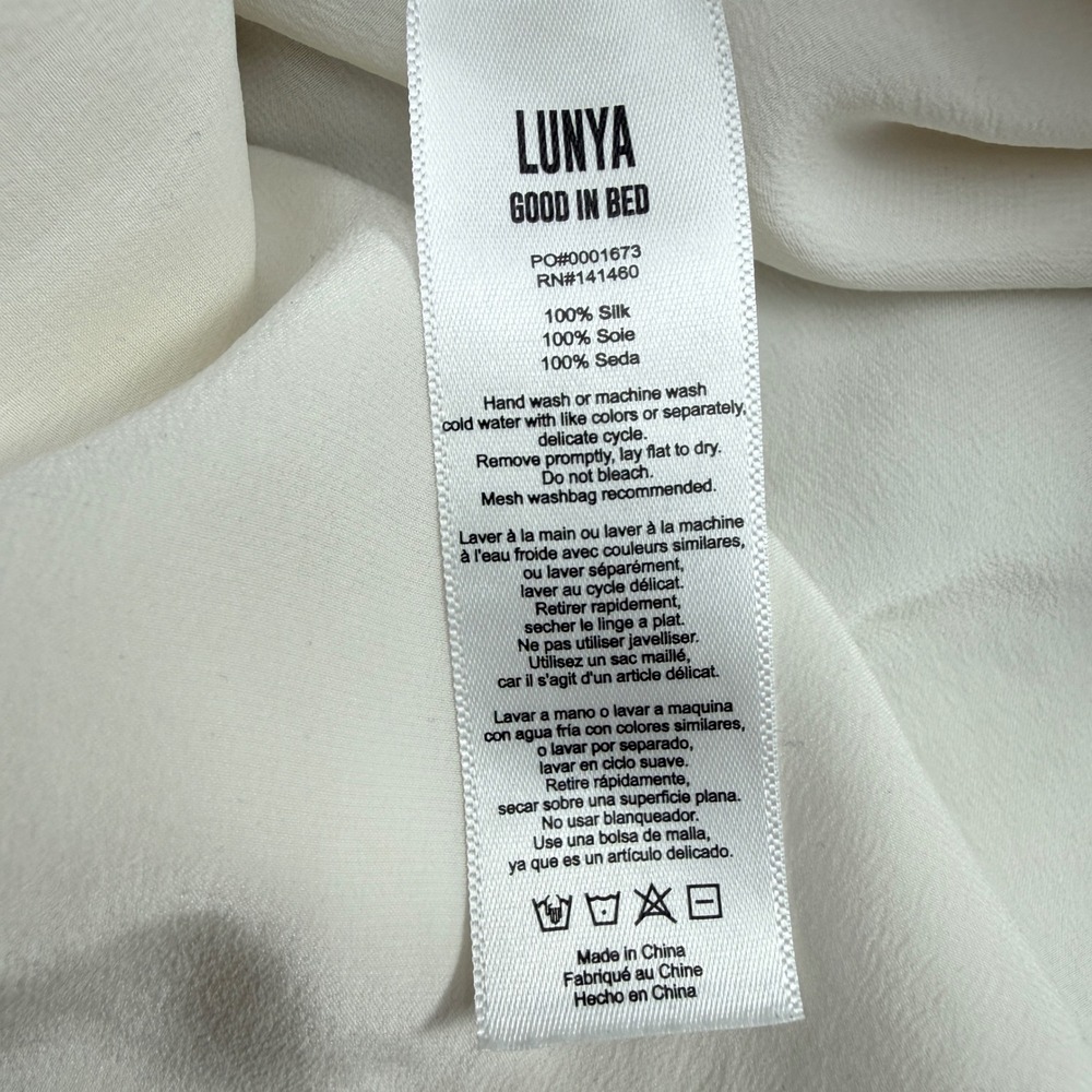 Lunya Silk Slip Dress Womens Large Cream Black T-Back Washable Pockets Excellent - Picture 6 of 12